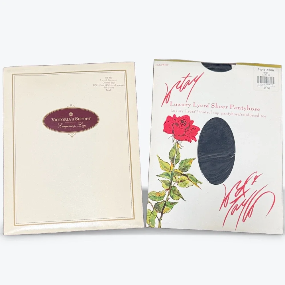 Vintage Lord & Taylor and More Pantyhose Bundle Taupe Navy 90s Hosiery NWT